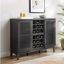 Charcoal Mid-Century Modern Wine Bar Cabinet with Walnut Grain