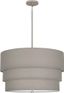 Decker Triple-Layered Smoke Gray Drum Pendant in Polished Nickel