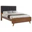 Transitional King Size Dark Walnut Upholstered Bed with Tufted Headboard