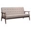 Beige Faux Leather Tufted Sofa with Sloped Wood Arms