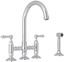 Classic Polished Nickel Kitchen Faucet with Sidespray and Dual Handles