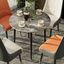 Round Italian Grey Marble Dining Table with Black Metal Legs