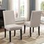 Tan Linen Upholstered Side Chair with Wood Frame, Set of 2