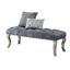 Gray Velvet Tufted Upholstered Bench with Nailhead Trim