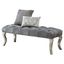 Gray Velvet Tufted Upholstered Bench with Nailhead Trim