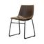 Antique Brown Metal and Faux Leather Dining Chairs, Set of 2