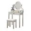 Silver Wood Vanity Table with Adjustable Mirror and Stool