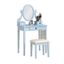 Blue Wood Makeup Vanity Table with Stool and Mirror