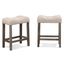 Sora Taupe Upholstered 24.5" Saddle Counter Stool, Set of 2