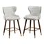 Mid-Century Tufted Off-White Faux Leather Counter Stool Set