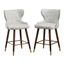 Mid-Century Tufted Off-White Faux Leather Counter Stool Set