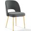 Charcoal Velvet Upholstered Dining Side Chair with Gold Legs