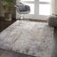 Abstract Grey/Beige Synthetic 5'3" x 7'3" Easy-Care Area Rug