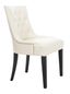 Modern Flat Cream Leather Parsons Side Chair with Espresso Wood Legs