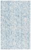 Handmade Blue and Ivory Wool Abstract 5' x 8' Area Rug