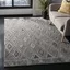 Geometric Grey and Black Wool Viscose Area Rug, 6' x 9'