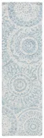 Abstract Blue Tufted Wool Handmade Runner Rug, 2'3" x 12'