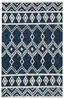 Ivory and Navy Tufted Wool Abstract Square Rug