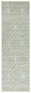 Sage and Ivory Geometric Hand-knotted Runner Rug