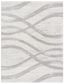 Cream and Grey Abstract Low Pile Area Rug, 10' x 14'