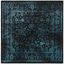 Black and Teal Square Oriental Synthetic Area Rug