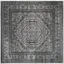 Silver and Black 12' Square Reversible Synthetic Area Rug