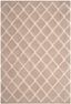 Beige and Cream Geometric Shag Runner Rug, 3' x 5'