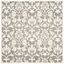 Gray and White Floral Synthetic Square Area Rug