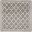 Reversible Dark Grey/Beige Geometric Synthetic 5' Square Rug