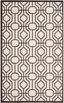 Ivory and Brown Geometric Synthetic 4' x 6' Area Rug