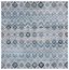 Blue and Ivory Geometric Square Synthetic Area Rug