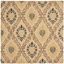 Light Gold and Multi 6' x 6' Square Hand-Tufted Wool Area Rug