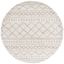 Ivory Beige Round Shag Rug with Geometric Pattern