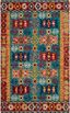 Aspen Southwestern Chic Blue/Red Wool Area Rug, 4' x 6'