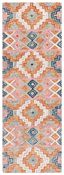 Handmade Blue and Orange Geometric Wool Area Rug