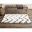 Ivory and Silver Chevron Shag Area Rug, 2' x 3'