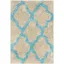 Cream and Blue Hand-Tufted Cotton Shag Rug, 4' x 6'