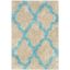 Cream and Blue Hand-Tufted Shag Cotton Area Rug, 5' x 5'