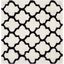 Ivory and Black Quatrefoil 5' Square Hand-Tufted Shag Rug