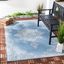 Cream and Blue Rectangular Stain-Resistant Outdoor Rug