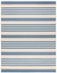 Beige and Blue Striped Synthetic 9' x 12' Rectangular Rug