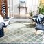 Aqua and Cream Geometric Indoor/Outdoor Area Rug, 5'3" x 7'6"