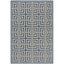 Handmade Cream & Blue Geometric Synthetic Area Rug, 4' x 6'