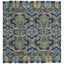 Handmade Navy and Green Floral Wool Rug, 8' Square