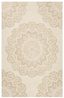 Handmade Ivory Floral Tufted Wool-Cotton Blend Area Rug, 5' x 8'