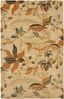 Beige and Multicolor Floral Handmade Wool 4' x 6' Rug