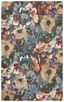 Light Blue Floral Tufted Wool Rectangular Area Rug