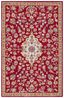 Ivory and Red Floral Handmade Wool Area Rug, 5' x 8'