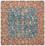 Handmade Blue Floral Wool and Cotton Square Rug