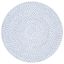 Ivory and Blue 5' Round Braided Synthetic Area Rug